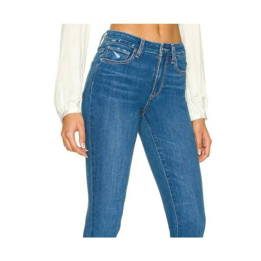 PAIGE Hoxton ULTRA SKINNY Jeans in Juneau Distressed Made in USA Size 25 Blue - Picture 3 of 12